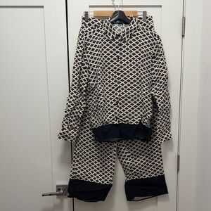 ZARA Black and Cream Patterned Pants Set